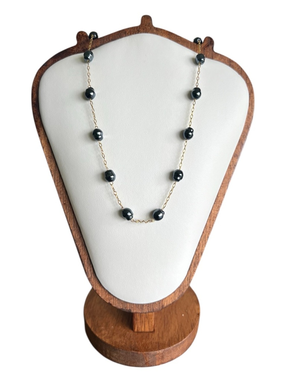 Avon Iridescent Illusion Faux Pearl Necklace - Smoky Blue/Black